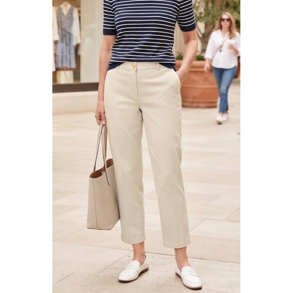 Talbots Girlfriend Chino Pants Beige Tan‎ Straight Leg Plus Size 22WP Petite